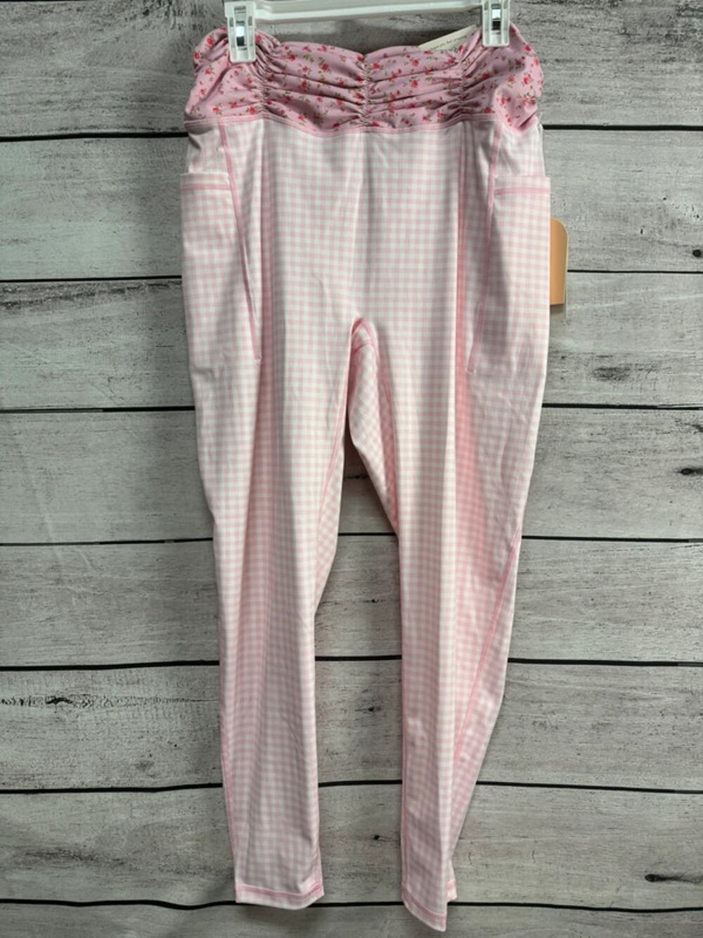 NWT Ladies Blogilates Pink Floral Ruched Waist Leggings - 2X